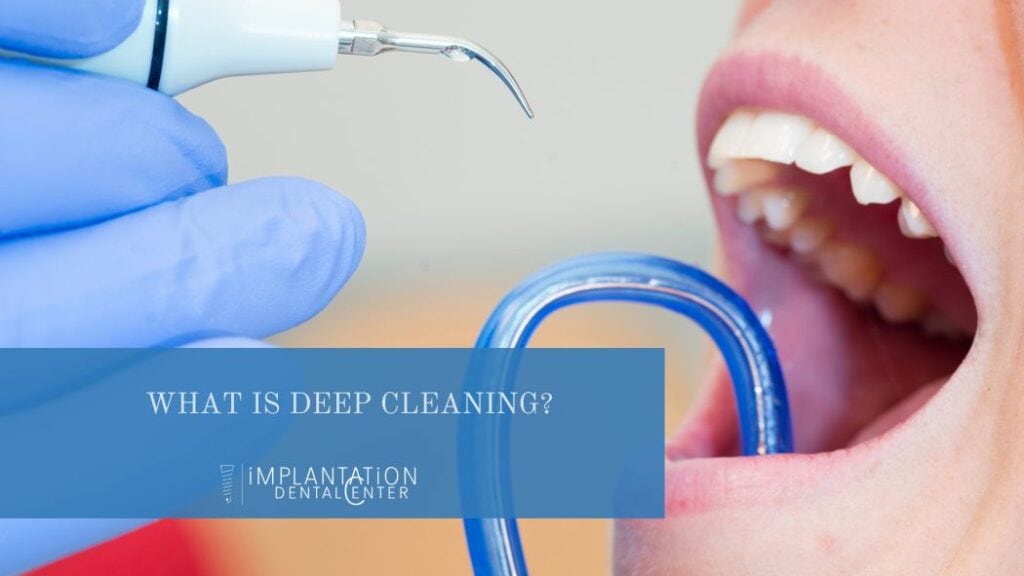 photo of a dentist performing a dental deep cleaning or scaling and root planing procedure